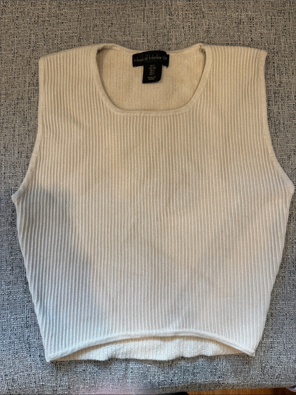 House of Harlow 1960 Cream Ribbed Scoop Neck Tank